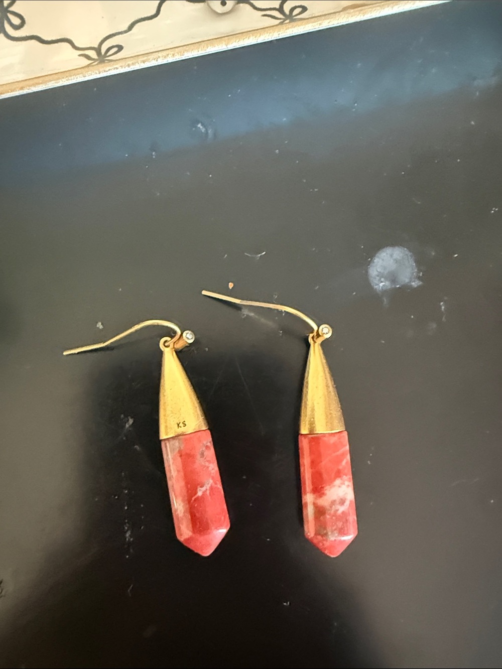 Kendra Scott Gold-Tone Coral Pink Pointed Drop Earrings